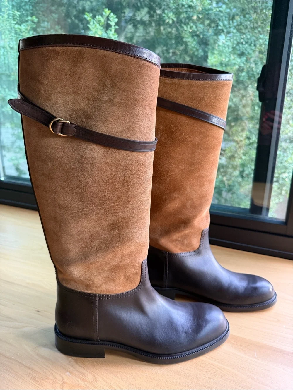 Polo Ralph Lauren Excellent Two-Tone Brown Leather & Suede Riding Boots